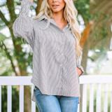Stripe Lapel Long Sleeve Shirt GOSD-OM10223