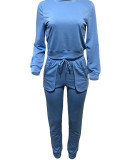 Casual Sweatshirt Solid Color Two Piece Pants Set OMY-MY11053