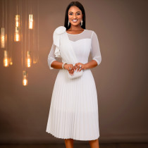Plus Size See Through Half Sleeve Midi Dress GKEN-AM040519