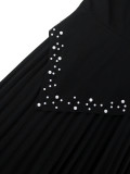 Plus Size V-Neck Flared Sleeve Studded Party Dress GKEN-AM040608