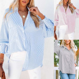 Stripe Lapel Long Sleeve Shirt GOSD-OM10223