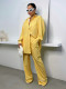Lapel Long Sleeve Stripe Shirt Two Piece Pants Set MIL-063