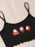 Santa Claus Printed Vest Shorts Pajamas Loungewear Set GXMB-9243