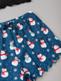 Christmas Snowflake Printed Tank Top Shorts Loungewear Pajamas Set GXMB-9222