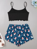 Christmas Snowflake Printed Tank Top Shorts Loungewear Pajamas Set GXMB-9222