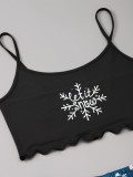 Christmas Snowflake Printed Tank Top Shorts Loungewear Pajamas Set GXMB-9222