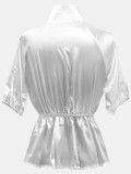 Casual Half Sleeve Solid Color Tie Shirt HNIF-2422