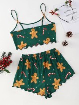 Christmas Prints Summer Vest Lounge Wear Short Set GXMB-9586