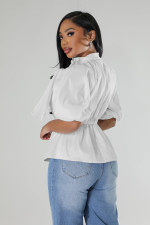Casual Half Sleeve Solid Color Tie Shirt HNIF-2422