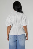 Casual Half Sleeve Solid Color Tie Shirt HNIF-2422