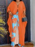 Fashion Printed V-Neck Loose Long Shirt Pants Set GMJL-001