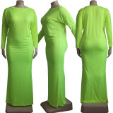 Plus Size Solid Color Long Sleeve Maxi Dress YS-2411