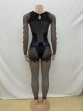 Solid Color Hollow Out Knits Jumpsuit GYDZ-0196