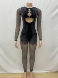 Solid Color Hollow Out Knits Jumpsuit GYDZ-0196