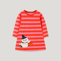 Kids Girl Halloween Stripe Casual O Neck Midi Dress GASD-1421