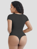 Solid Color Short Sleeve Tight Bodysuit GMDI-38403