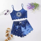 Tie Dye Print Sling Tops Loungewear Shorts Set GXMB-TL9453