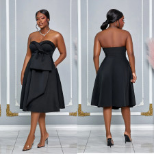 Solid Color Sleeveless Tube Top Midi Dress BY-7029