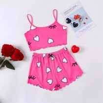 Casual Loungewear Print Sling Pajama Set GXMB-TL9848_PK