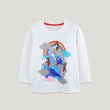 Kids Girl O Neck Print Long Sleeve T Shirt GASD-5372