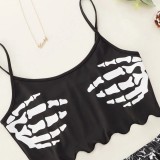 Skull Skeleton Printed Shorts Loungewear Set GXMB-TL9443_VT