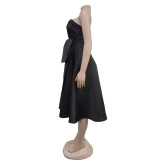 Solid Color Sleeveless Tube Top Midi Dress BY-7029