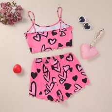 Casual Sling Print Loungewear Shorts Set GXMB-TL9824_PK