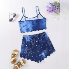 Tie Dye Print Sling Tops Loungewear Shorts Set GXMB-TL9453