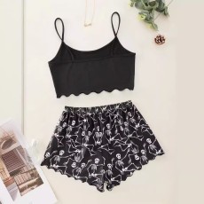 Skull Skeleton Printed Shorts Loungewear Set GXMB-TL9443_VT