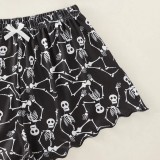 Skull Skeleton Printed Shorts Loungewear Set GXMB-TL9443_VT