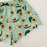Avocado Print Sling Top Shorts Loungewear Pajamas Set GXMB-TL9395