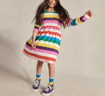 Kids Girl's Color Stripe Print Csual Dress GASD-1532