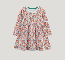 Kids Girl's Floral Print Round Neck Princess Dress GASD-1530