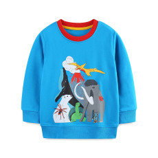 Kids Boy's Ribbed Patchwork Print Sweatshirt GASD-8225