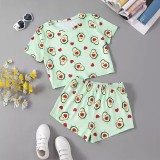 Casual Print Short Sleeve Shorts Loungewear Set GXMB-TL9835_GN