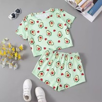 Casual Print Short Sleeve Shorts Loungewear Set GXMB-TL9835_GN