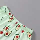 Casual Print Short Sleeve Shorts Loungewear Set GXMB-TL9835_GN
