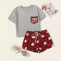 Casual Print Loungewear Two Piece Short Set GXMB-9684