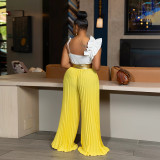Fashion Long Sleeve Sling Ruffles Jumpsuit CYA-901427