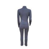 Solid Color Zipper Hoodie Pants 2 Piece Set LSD-2236