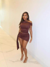 Pre Order: About 7 work days shipping Solid Color Slim Mini Skirt Two Piece Set YUEM-110706