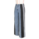 Spliced Three-stripe Wide-leg Jeans ZSD-0668
