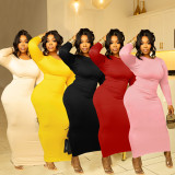 Solid Color Long Sleeve Slim Maxi Dress SFY-555