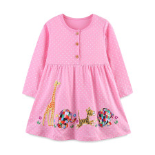 Kids Girls Embroidered Polka Dot Dress GASD-1555