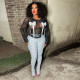Mesh Bow Spot Print Split Pants Two Piece Set YNSF-2655
