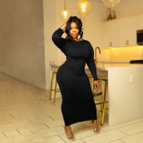 Long Sleeve Solid Color Slim Maxi Dress GFDY-1311