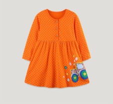 Kids Girls Long Sleeve Polka Dot Princess Dress GASD-1558