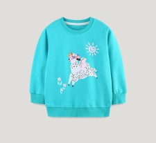 Kids Girl Fashion Animal Print Knitted Cotton Sweatshirt GASD-8274