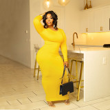 Long Sleeve Solid Color Slim Maxi Dress GFDY-1311