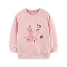 Kids Girls Rabbit Embroidered O Neck Sweatshirt GASD-8234